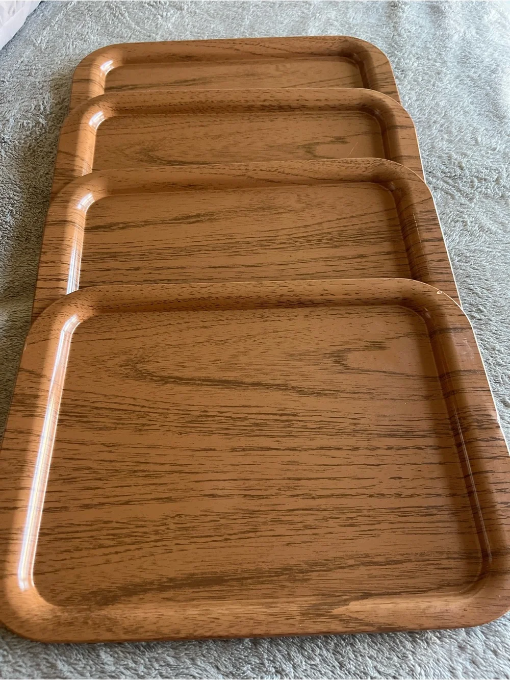 Classic Wood-Look Serving Trays - Brown
